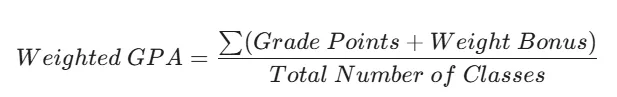 Formula of Weighted GPA