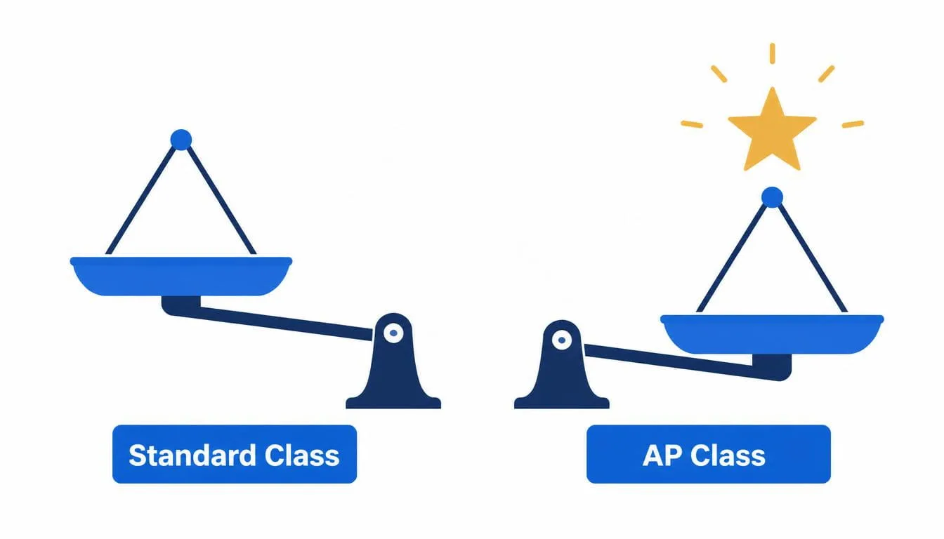 Weighing scale comparing standard class vs AP class grades