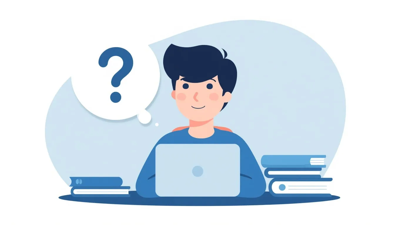 Student at desk wondering how final grades work,  FAQ illustration
