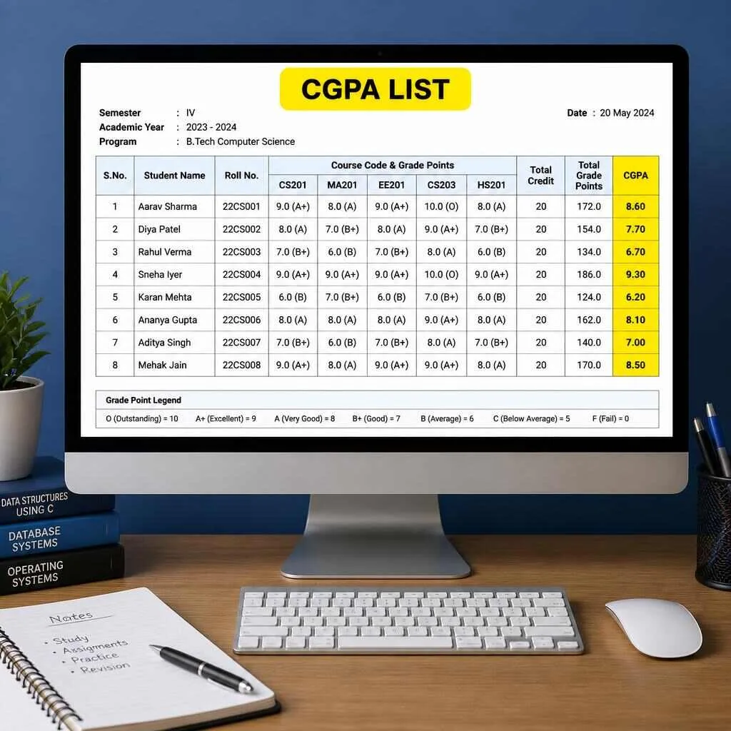 CGPA LIST:- WHAT IS MEANT BY CGPA LIST ?